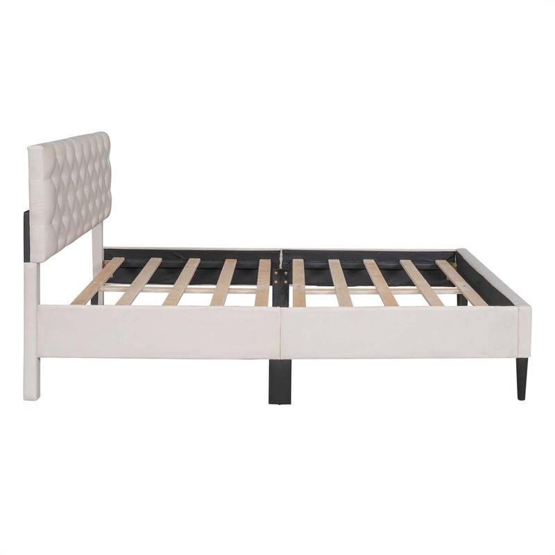 Upholstered Linen Platform Bed