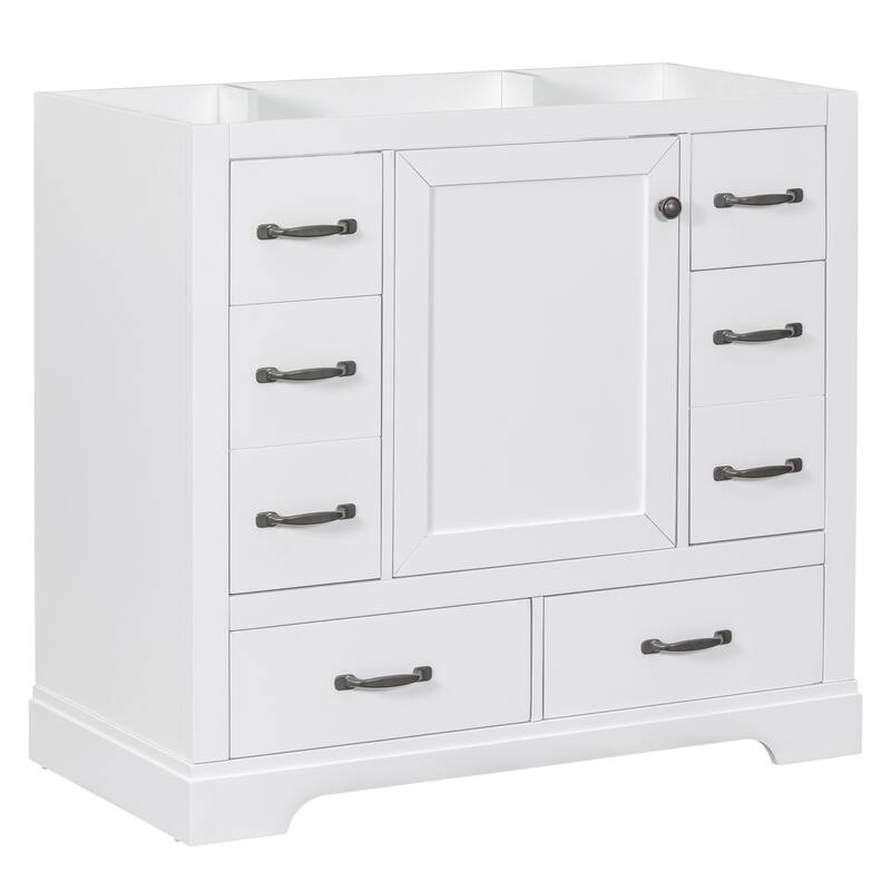 Freestanding Green Bathroom Cabinet Base - Ample Storage, Multi-Functional Drawers, Sink Not Included - 35.5in L