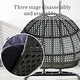 preview thumbnail 12 of 13, 2-Person Hanging Egg Swing Chair with Metal Stand Handcrafted Wicker Breathable Cushion