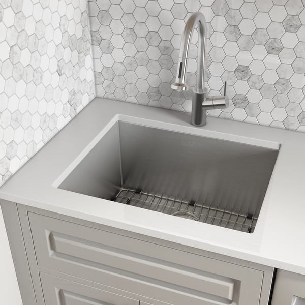 TRINITY 18 x 16 Stainless Steel Utility Sink with Pull-out Faucet