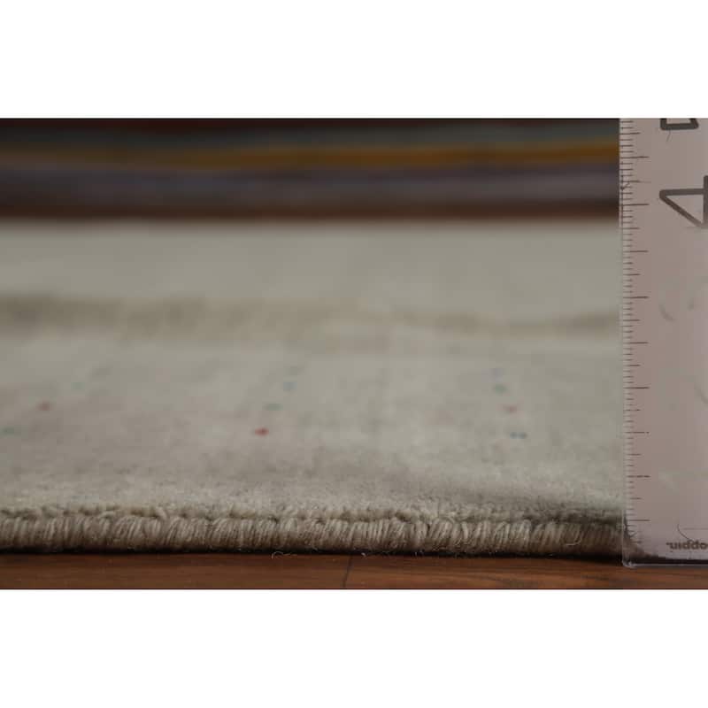 Hand Knotted Oriental 100% Wool Carpet Tribal Animal Pictorial Greys & Charcoal Gabbeh Area Rug - 9' 11'' X 8' 2''