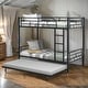 preview thumbnail 1 of 56, Artsy Twin-Over-Twin Metal Bunk Bed With Trundle, Separate into 2 Twin Beds, Ultimate Space Saver, No Box Spring needed Black