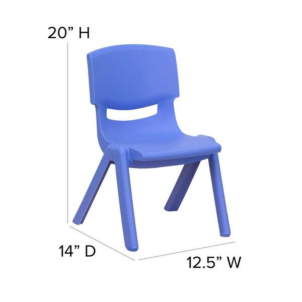 dimension image slide 1 of 4, 2 Pack Plastic Stackable Preschool Chair with 10.5" Seat Height - 14"D x 12.5"W x 20"H