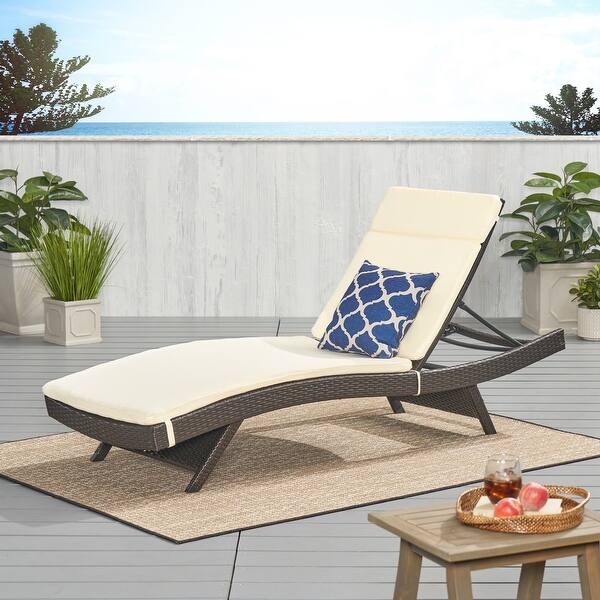 Toscana Outdoor Brown Wicker Adjustable Chaise Lounge with Cushion by