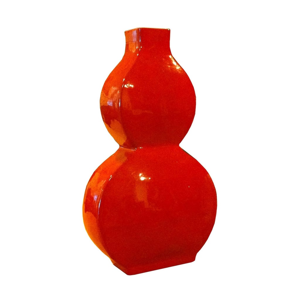 Flat Gourd Vase - Cinnabar Red