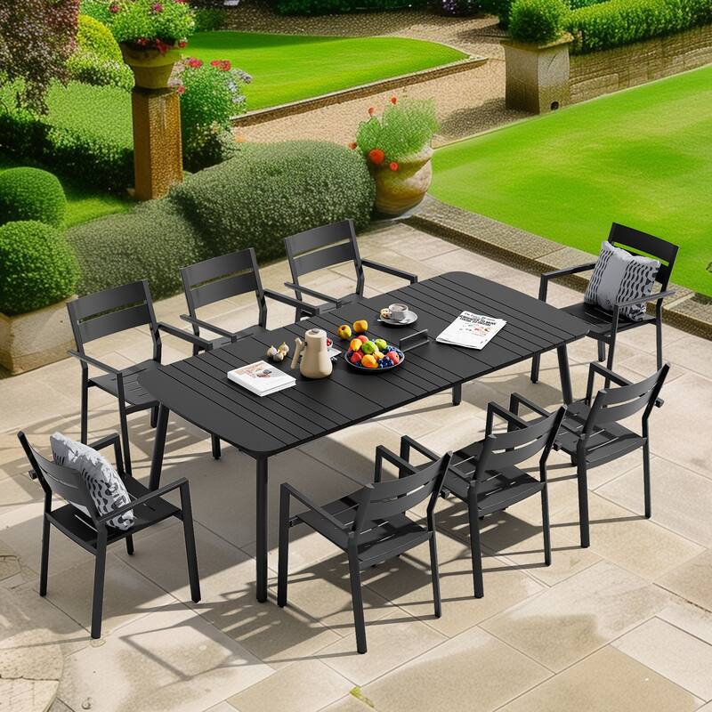 Outdoor Patio Dining Table Rectangular Aluminum Outdoor Table for 6/8/10 Person