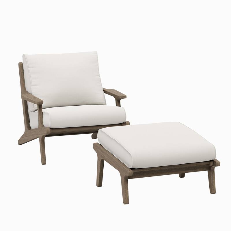 Saratoga Outdoor Patio Teak Wood Chair and Ottoman Set