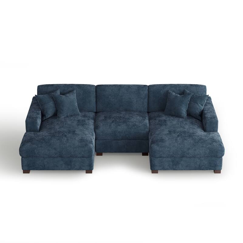 Oversized Chenille Modular Sectional Sofa With Deep Seat