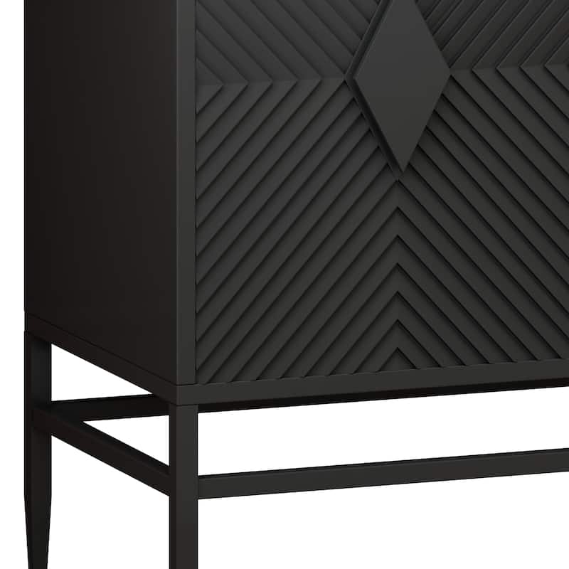 31.50" Modern 2 Door Wooden Storage Cabinet Accent Cabinet with Metal Leg Featuring Two-tier Storage