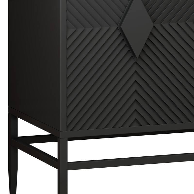 31.50" Modern 2 Door Wooden Storage Cabinet with Metal Leg