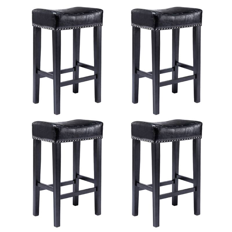 Counter Height Upholstered Bar Stools with Footrest Set of 2
