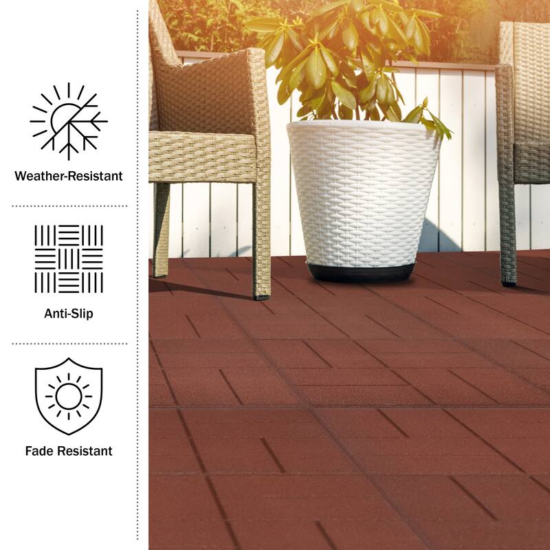 Pure Garden Rubber Deck Tiles 8-Pack - 28SQFT Outdoor Flooring Pavers