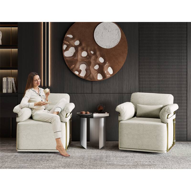 360 Degree Square Swivel Accent Sofa Chair for Living Room