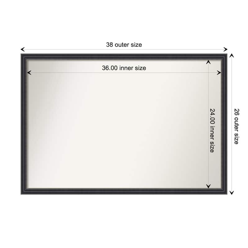 Stylish Black Non-Beveled Wood Framed Bathroom Vanity Wall Mirror - Stylish Black - Glass Size 36x24