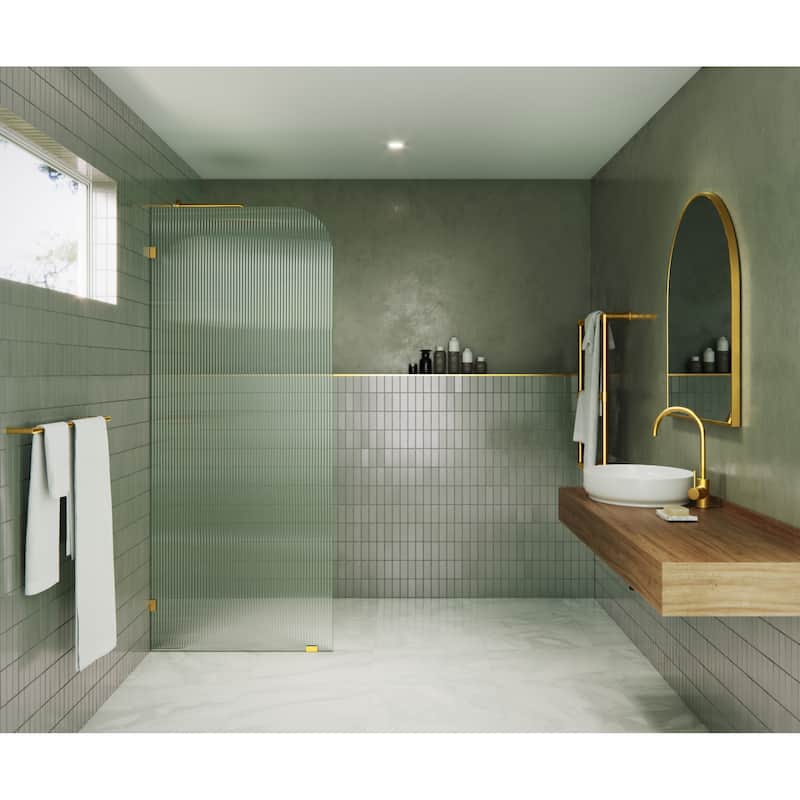 Glass Warehouse FL-RAD-30-L Aurora 78" High x 30" Wide Shower Screen