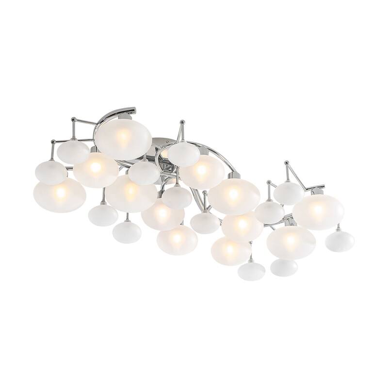 Mid-century Glam 12-Light Oval Frosted Glass Semi Flush Mount - 30.7 in