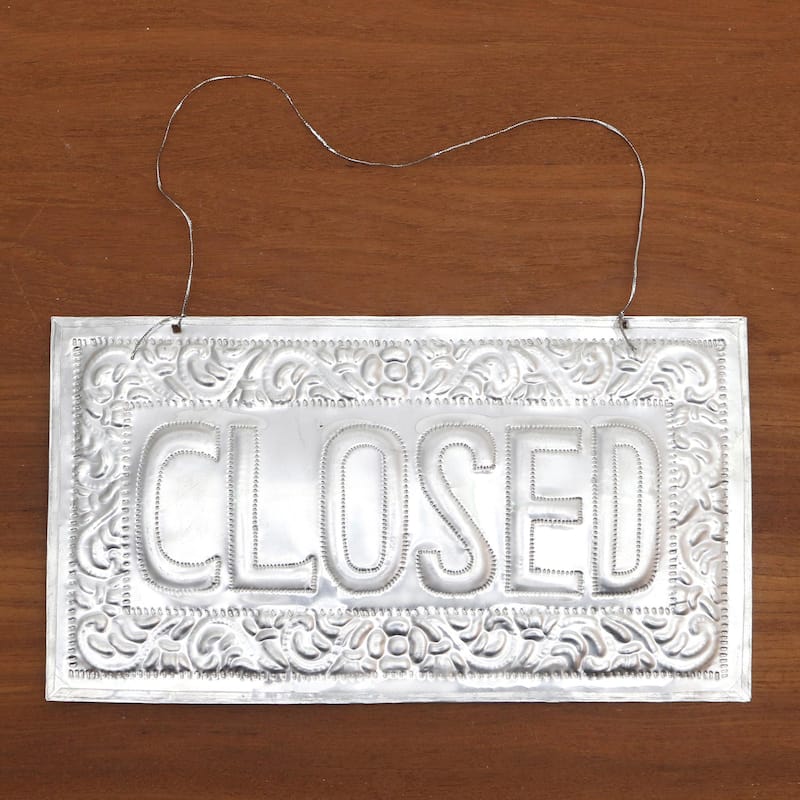 Novica Handmade Sparkling Open Aluminum Sign