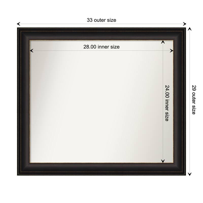 Trio Oil Rubbed Bronze Framed Non-Beveled Custom Wall Mirror, Bathroom Vanity Mirror - Outer Size: 32.5 x 28.5