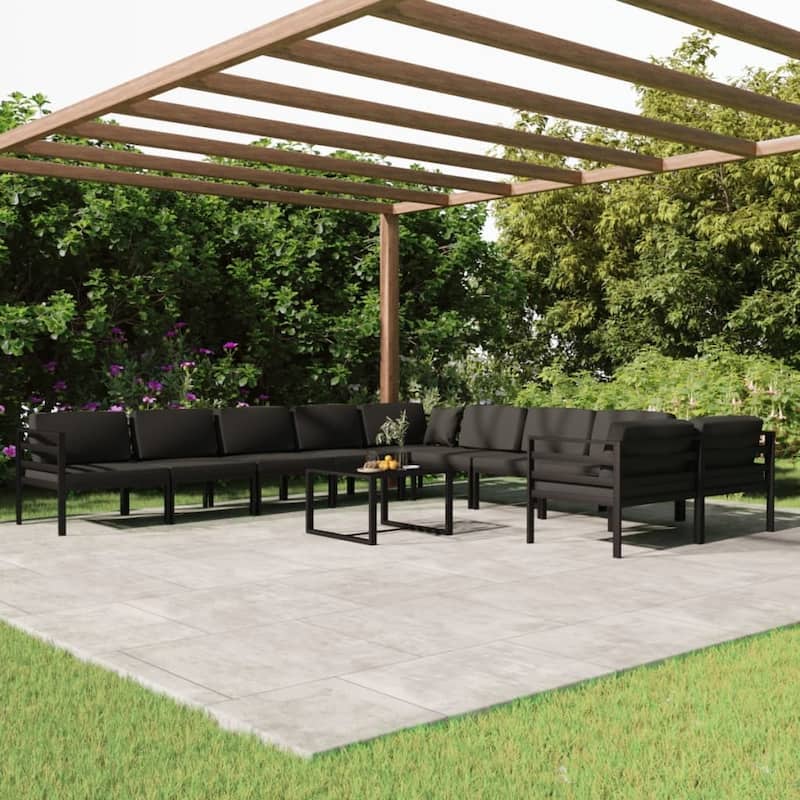 vidaXL Patio Lounge Set with Cushions Aluminum - 27.6" x 27.6" x 25.4"