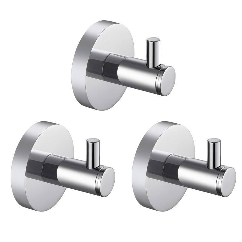 Circular Bathroom Towel & Robe Hook 3 Count - Chrome