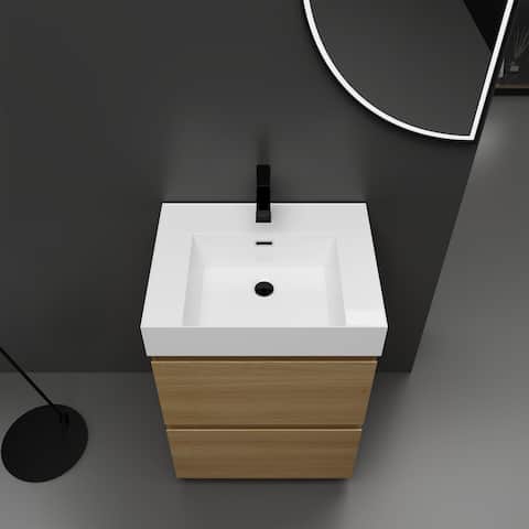 24 in. W x 18 in. D x 35 in. H Single Sink Freestanding Bath Vanity with White Resin Top