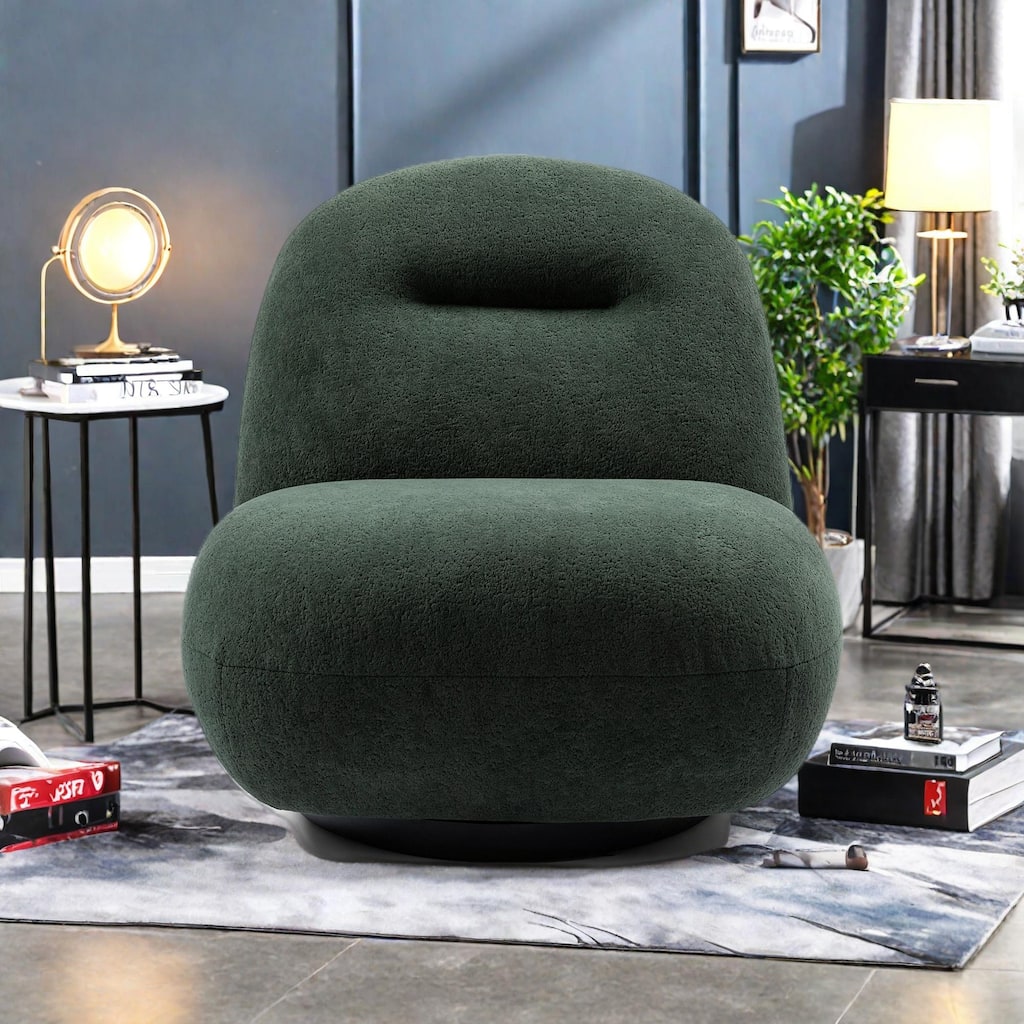 Ice Flower Velvet Swivel Accent Chair with Solid Wood Frame, High-Density Foam Cushion, and Minimalist Design