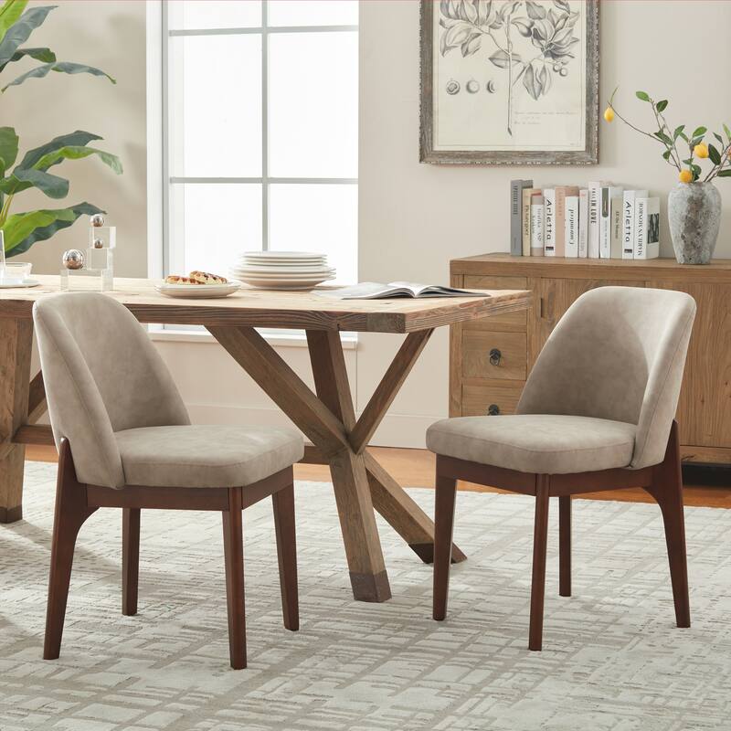 set of 2 upholstered side chairs with wooden legs, suitable for kitchen, dining room and office