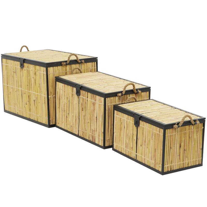 Rattan Handmade Nesting Decorative Trunk - Set of 3 Light Brown - Roche River Decor