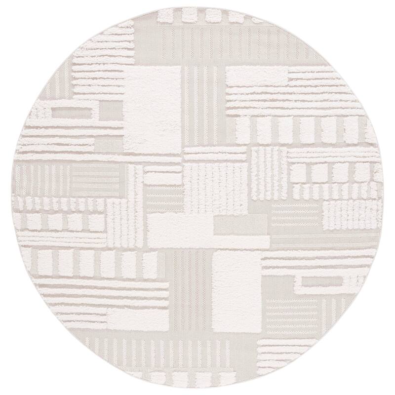 SAFAVIEH Trends Wilda Geometric Rug - 6'7" Round - Beige/Ivory