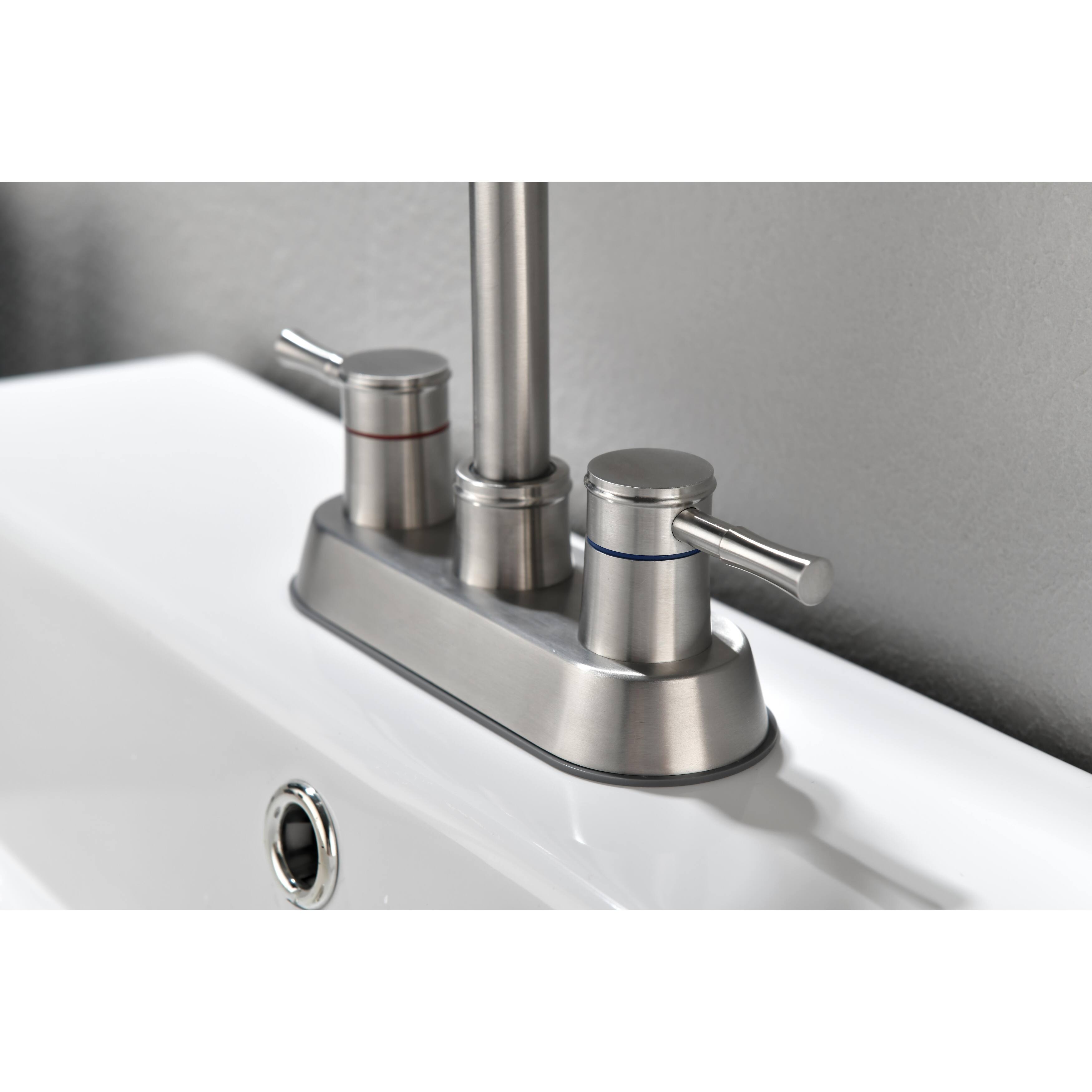 4 Inch 2 Handle Centerset LeadFree Bathroom Faucet,Swivel Spout with