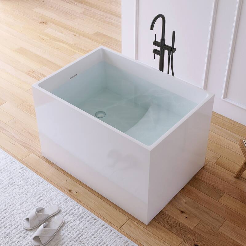 MEDUNJESS 39'' Acrylic Freestanding Bathtub Soaking Tubs