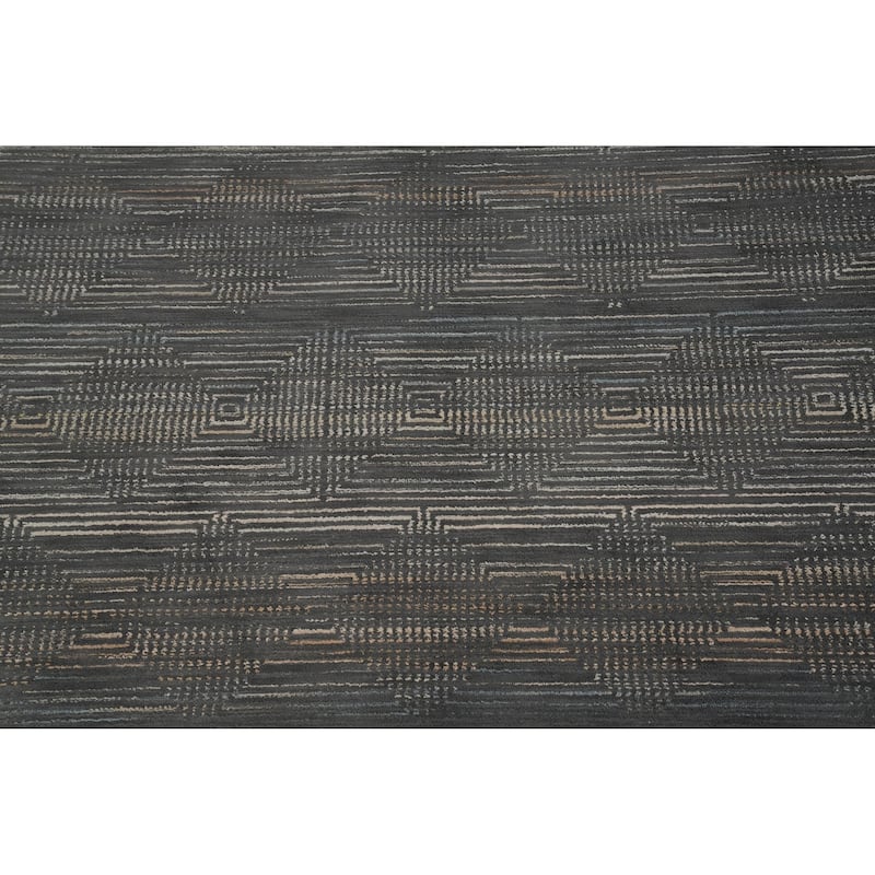 Machine Made Oriental Polyester Carpet Modern Geometric Greys & Charcoal Modern Area Rug - 7' 5'' X 5' 2''