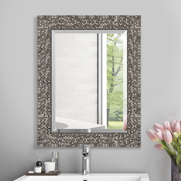 Copper Grove Tichla Beveled Rectangular Accent Mirror with Mirrored Mosaic Frame - 19*24*0.75. Opens flyout.