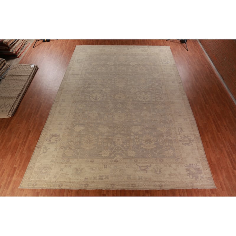 Vegetable Dye Brown Oushak Turkish Large Rug Handmade Wool Carpet - 13'0" x 19'0"