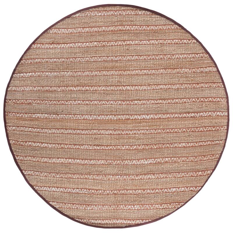 SAFAVIEH Handmade Natural Fiber Carmelina Geometric Seagrass Rug - 7' Round - Rust/Natural