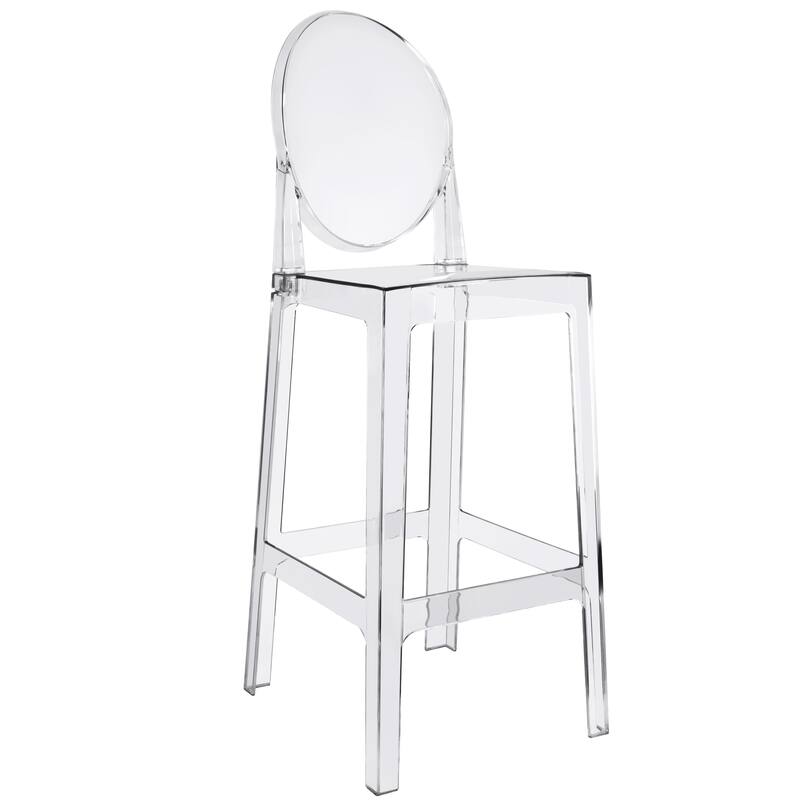 Set of 2 Smoke Modern 30" Seat Bar Stool Counter Height With Back Plastic Chairs For Home Restaurant Office