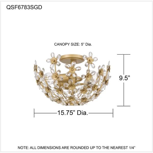 Rosemary 3-Light Soft Gold Semi-Flush Mount