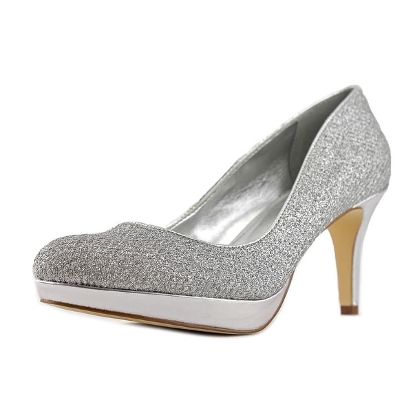 Alfani Madyson Women Open Toe Canvas Silver Platform Heel