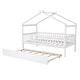 preview thumbnail 31 of 88, Wooden House Platform Bed with Trundle for Girls & Boys Bedroom