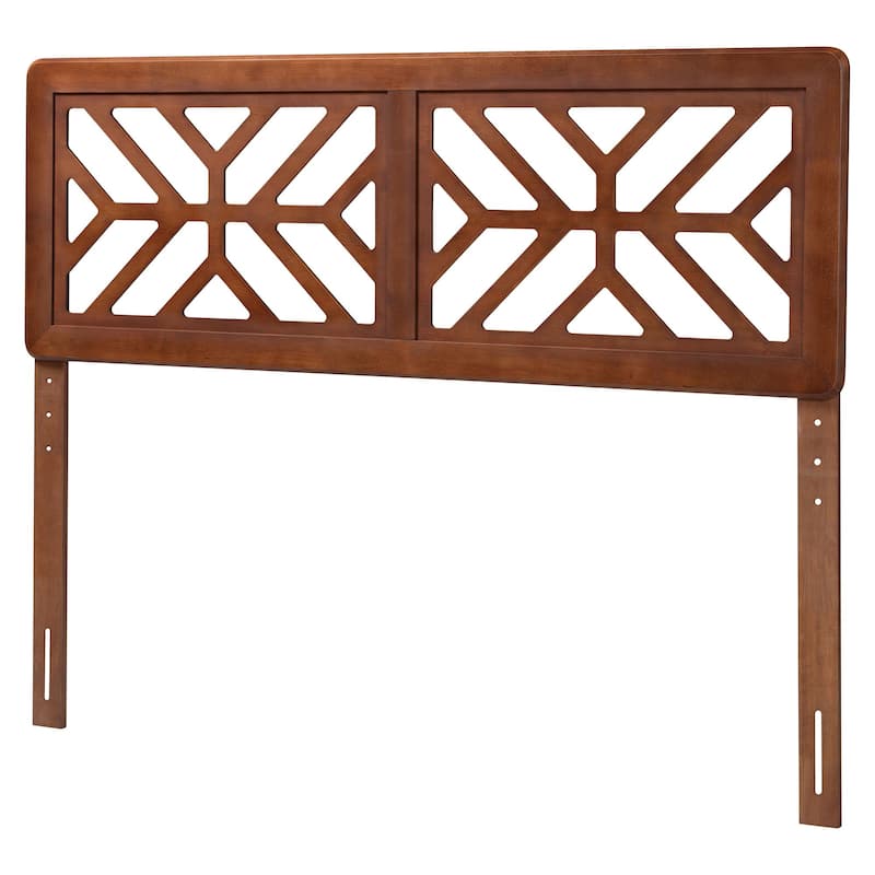 Kalare Wood Headboard with Geometric Cutout Design - Modern Decorative Panel for Bed Frame, Contemporary Bedroom Accent - Queen - Walnut Brown