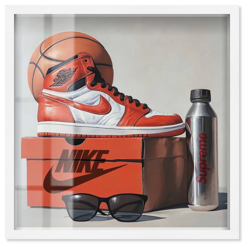 Basketball Practice Shadowbox by Art Remedy - White - 12" x 12"