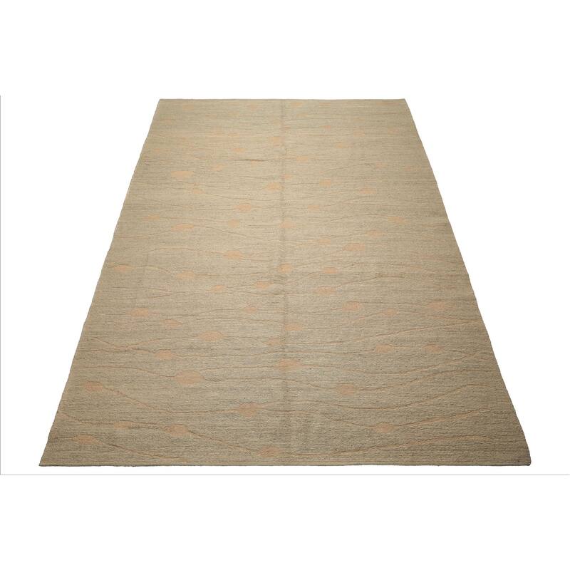 8x11 Hand Knotted Wool Moss Contemporary Flatweave Calvin Klein Rug - 8' x 11'
