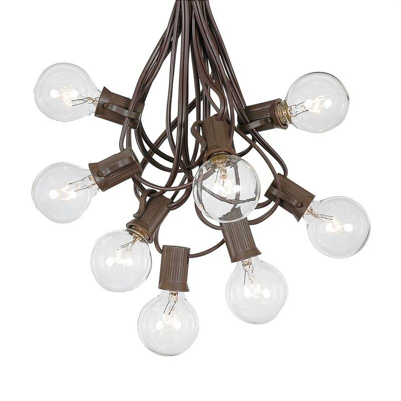 100 Foot G40 Outdoor Globe Patio String Lights - Set of 125 G40 Clear Bulbs - Brown