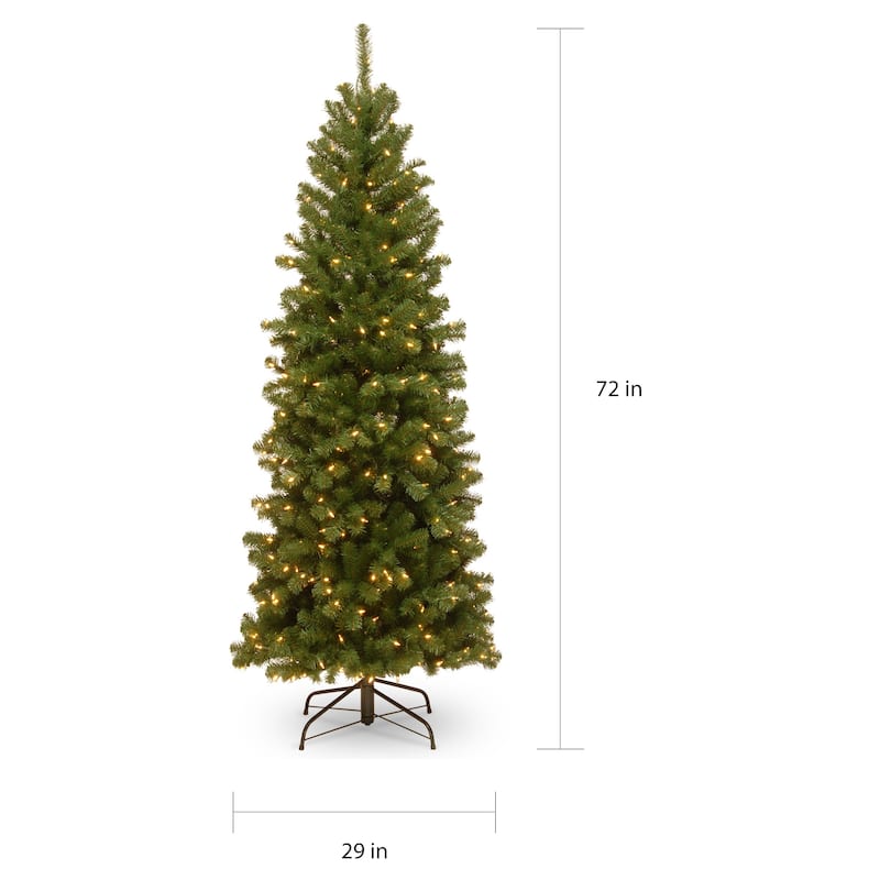 National Tree Company 6 ft. Spruce Pencil Slim Tree with Clear Lights - 6 Foot
