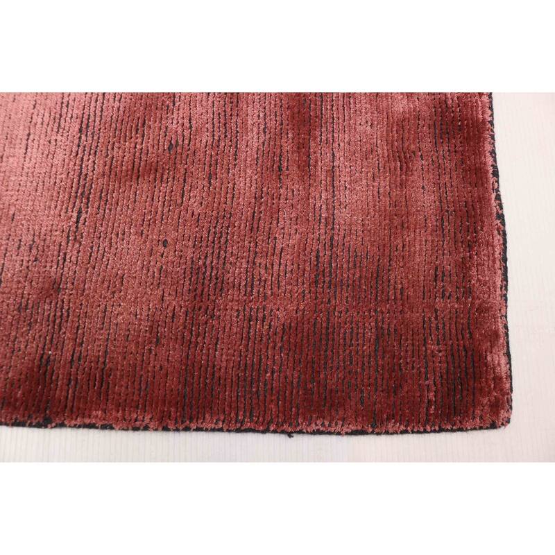 ECARPETGALLERY Hand Loomed Shimmer Dark Coral Viscose Rug - 5'3 x 7'4