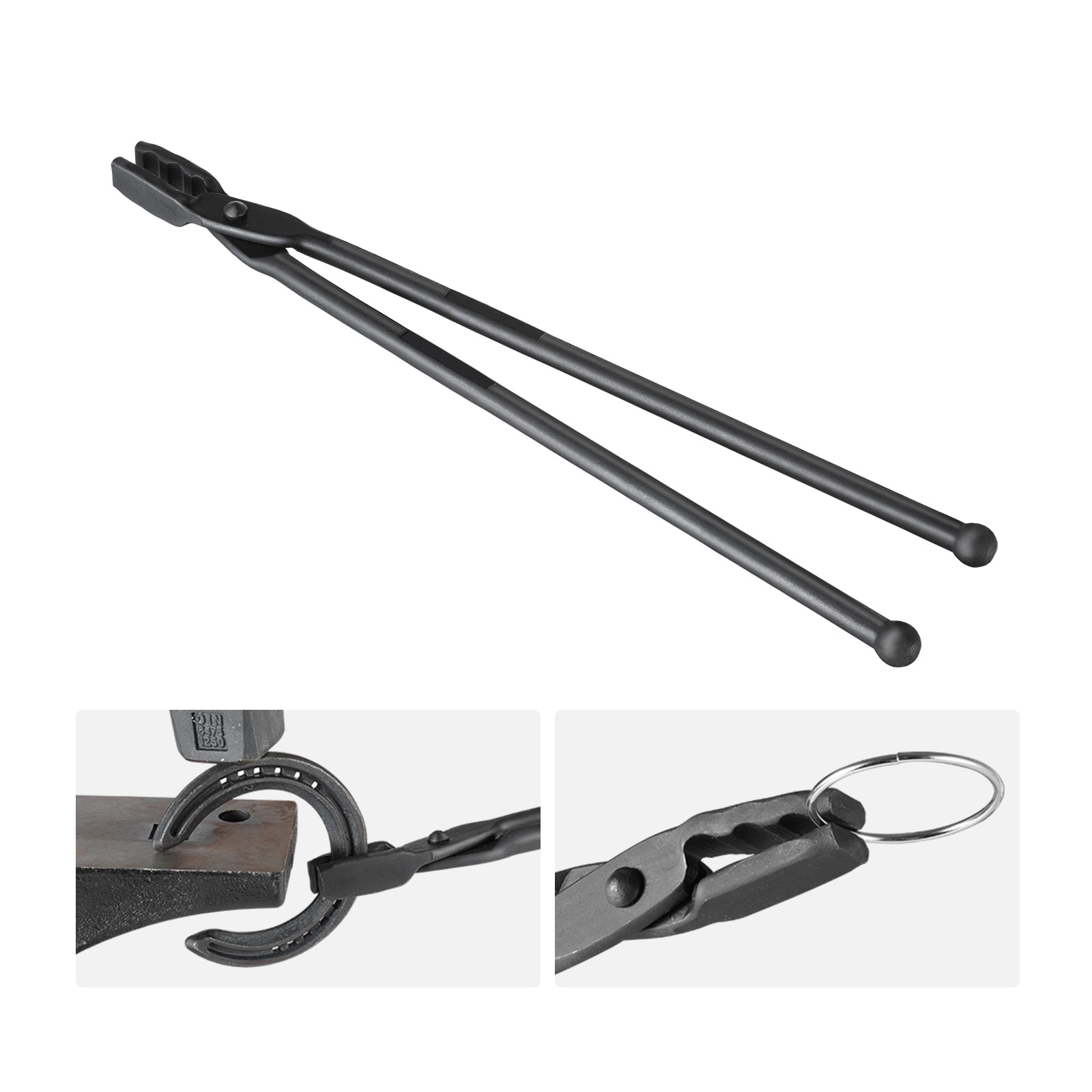Blacksmith Tongs, Carbon Steel Forge Tongs with A3 Steel Rivets, for Knife Blades, Long Pieces, Circular Forgings, for Beginner