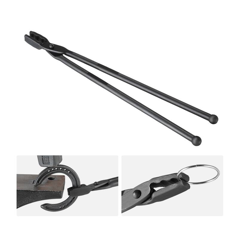 Blacksmith Tongs, Carbon Steel Forge Tongs with A3 Steel Rivets, for Knife Blades, Long Pieces, Circular Forgings, for Beginner - Wolf Jaw Tongs
