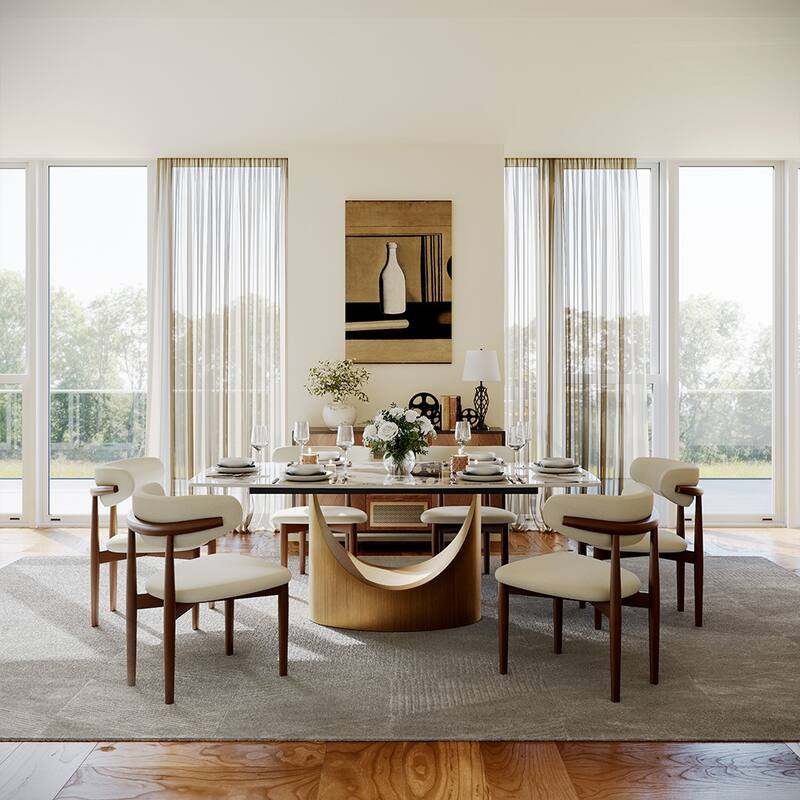 63"-94" Hobart Modern Dining Table with Rectangular Sintered Stone Tabletop and Carbon Steel Leg for 4-10