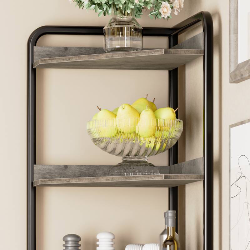 Corner Shelf Cabinet 5-Tier Corner Bookshelf Shelves Rustic Storage