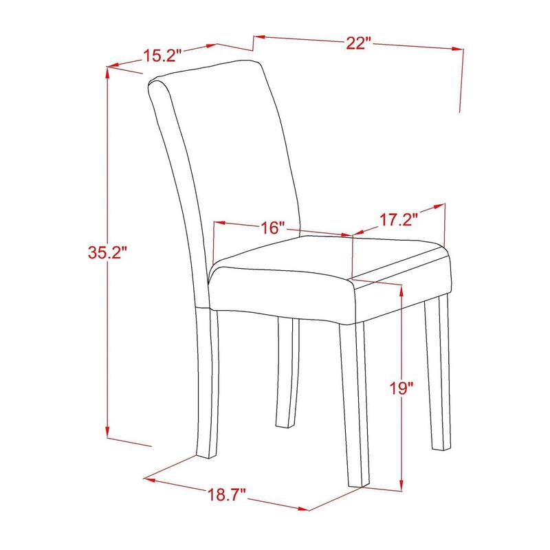 7-Piece Dinette Set - Hardwood Table & Parsons Chairs - Modern Kitchen Dining Room Furniture - 60